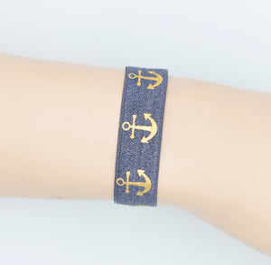 Verschiedene Farben Elastisches Armband + Haargummi mit Ankern in Gold