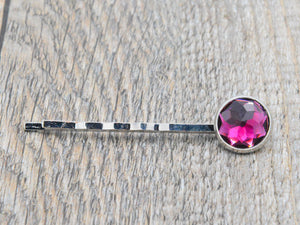 Haarklammer mit Glas in Diamantenlook Pink  in Silber oder Bronze