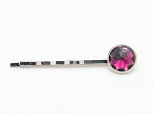 Haarklammer mit Glas in Diamantenlook Pink  in Silber oder Bronze
