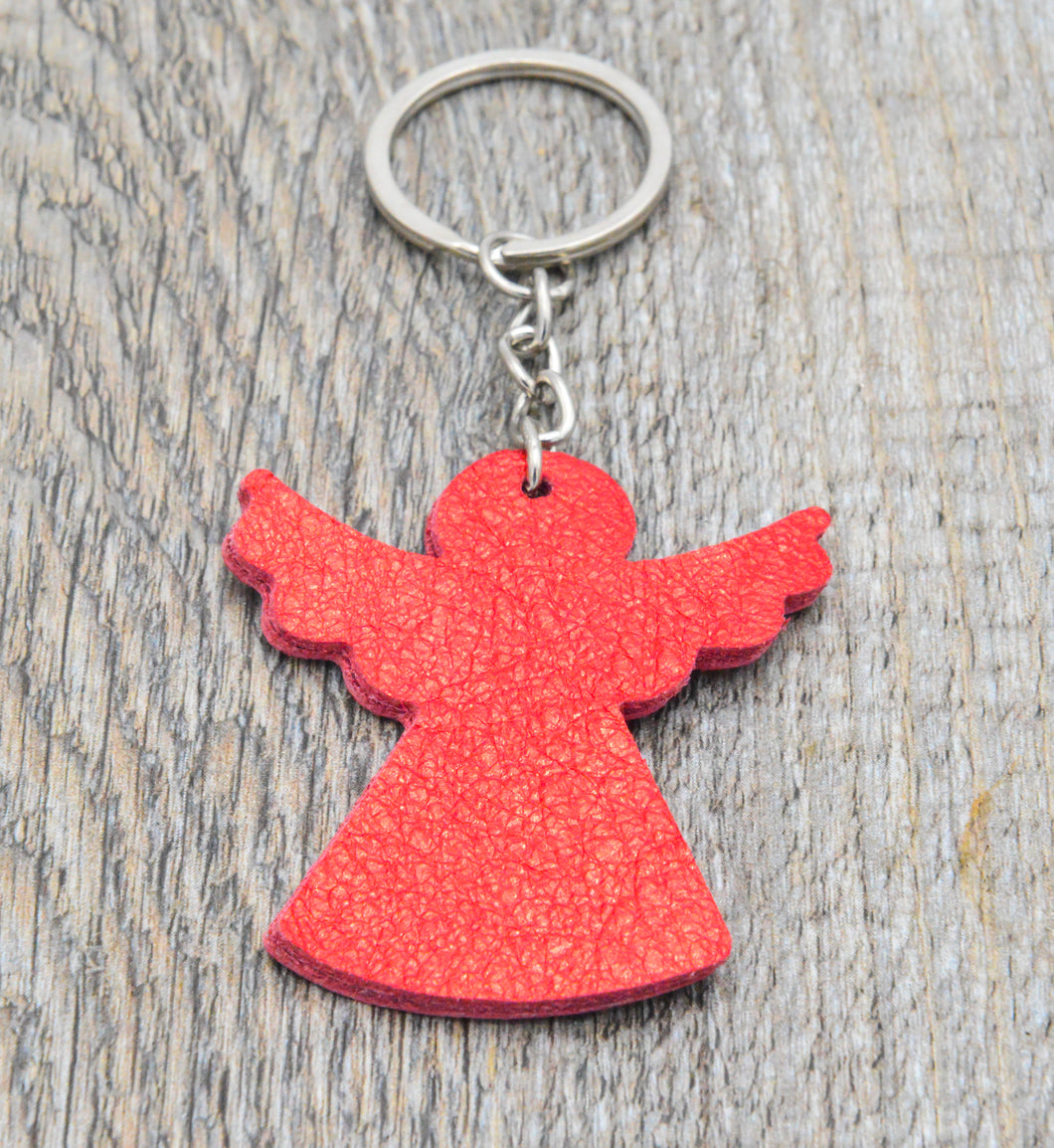 Schlüsselanhänger Engel Rot aus Kunstleder