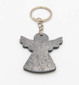 Schlüsselanhänger Engel Silber aus Kunstleder